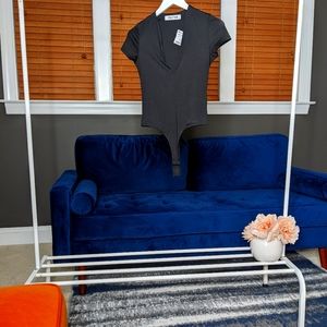 Akira PAXTON V Neck Short Sleeve Viscose Bodysuit